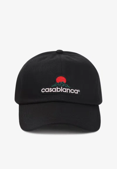 Casablanca Montagne Embroidered-patch Cap In Black