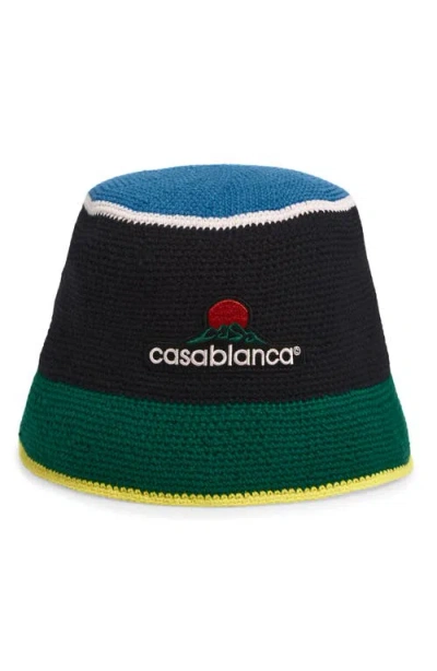 Casablanca Montagne Logo Colorblock Cotton Crochet Hat In Multi