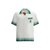 Casablanca Convertible-collar Printed Silk-twill Shirt In White