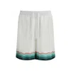 Casablanca Silk Twill Drawstring Shorts With Graphic Print In White
