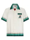 Casablanca Convertible-collar Printed Silk-twill Shirt In White