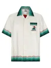 Casablanca Convertible-collar Printed Silk-twill Shirt In White