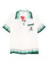 Casablanca White Montagne Ondulee Silk Short Sleeve Shirt In White