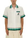 Casablanca White Silk Wavy Mountains Cuban Collar Shirt In White