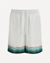 Casablanca Silk Twill Drawstring Shorts With Graphic Print In White
