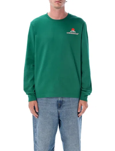 Casablanca Mountain Print Crew Neck Long Sleeve In Green