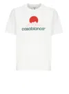 Casablanca Men White Crewneck T-shirt With Logo On The Front In Cotton Man In White