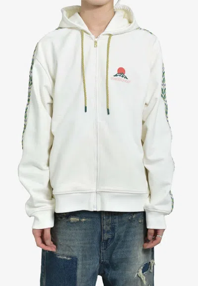 Casablanca Montagne Zip-up Hooded Sweatshirt In White