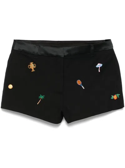 Casablanca Motif-embroidered Tailored Shorts In Black