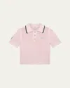 Casablanca Mouline Crochet-knit Cropped Polo In Pink
