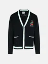 Casablanca 'mountain Temple' Black Merino Wool Embroidered Cardigan