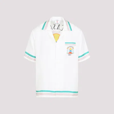 Casablanca Short-sleeved Silk Shirt With Graphics In White