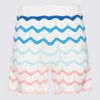 Casablanca Wave Multicolor Shorts With Logo Patch On The Front And All-over Striped Motif In Cotton Man In Red