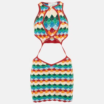 Pre-owned Casablanca Multicolor Crochet Cutout Detailed Mini Dress Xs