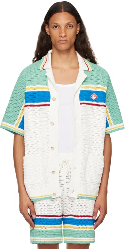 CASABLANCA MULTICOLOR CROCHET TENNIS SHIRT