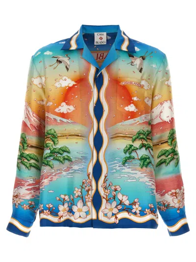 CASABLANCA MULTICOLOR CUBAN COLLAR TENNIS CLUB SHIRT