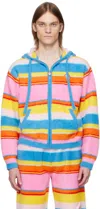 Casablanca Multicolor Fluffy Stripe Oversized Hoodie In Multi Blue