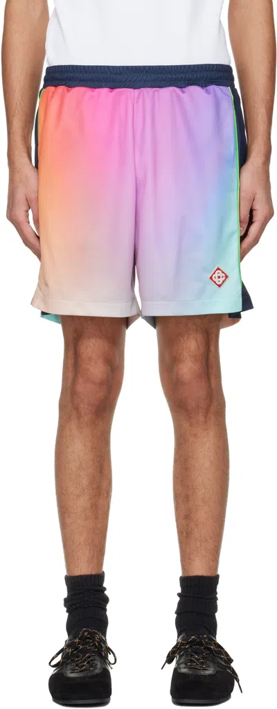 Casablanca Multicolor Football Shorts In Blue