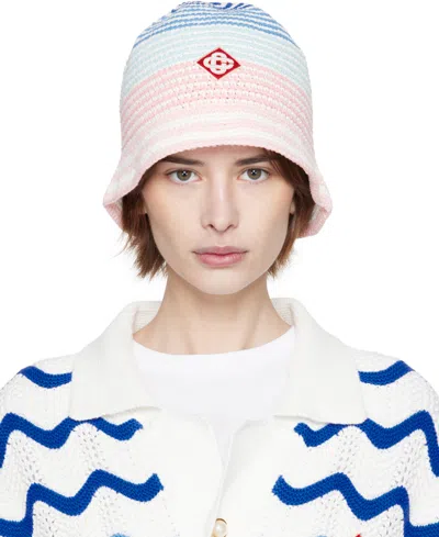 Casablanca Multicolor Gradient Crochet Bucket Hat In White