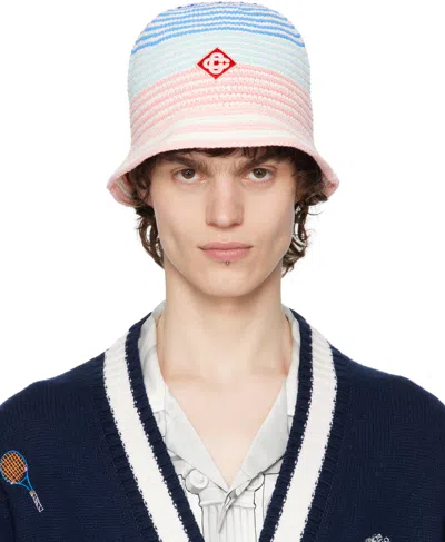 Casablanca Multicolor Gradient Crochet Bucket Hat In White