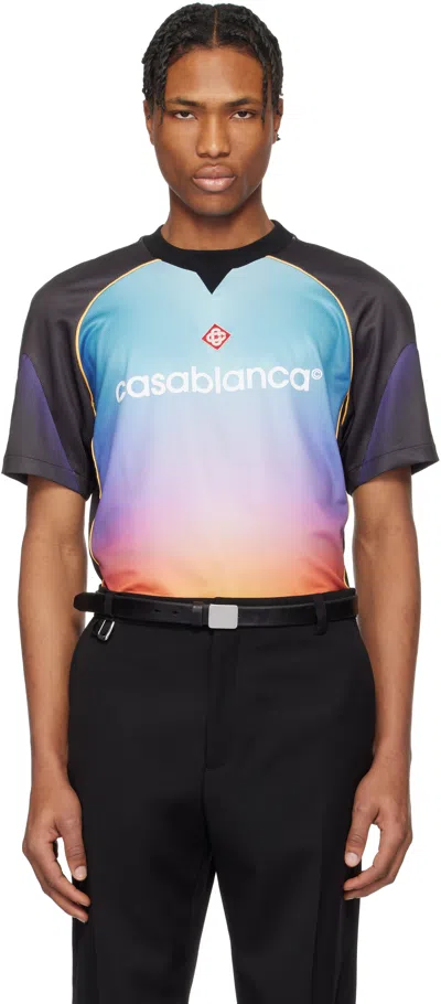 CASABLANCA MULTICOLOR GRADIENT FOOTBALL T-SHIRT