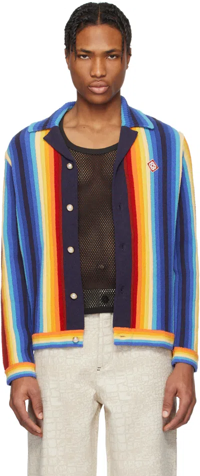 CASABLANCA MULTICOLOR GRADIENT STRIPE TOWELLING CARDIGAN