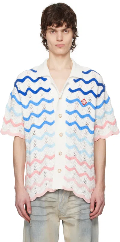 CASABLANCA MULTICOLOR GRADIENT WAVE CROCHET SHIRT