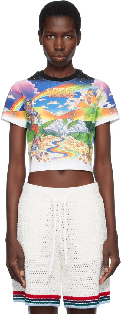 CASABLANCA MULTICOLOR 'LA MUSIQUE' CROPPED T-SHIRT