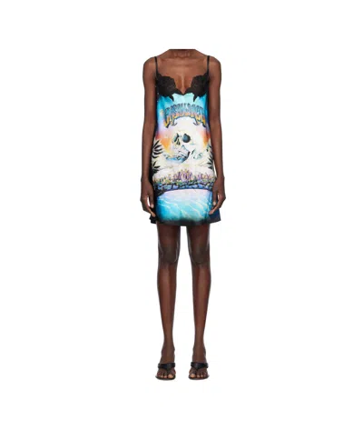 Casablanca Multicolor 'la Prémonition' Lace Slip Minidress In Black