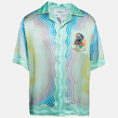 Pre-owned Casablanca Multicolor Masao San Print Silk Shirt L