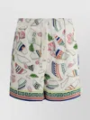 Casablanca Multicolor Pattern Silk Shorts In White