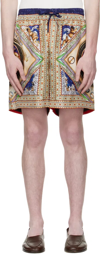 Casablanca Multicolor Graphic Print Silk Shorts