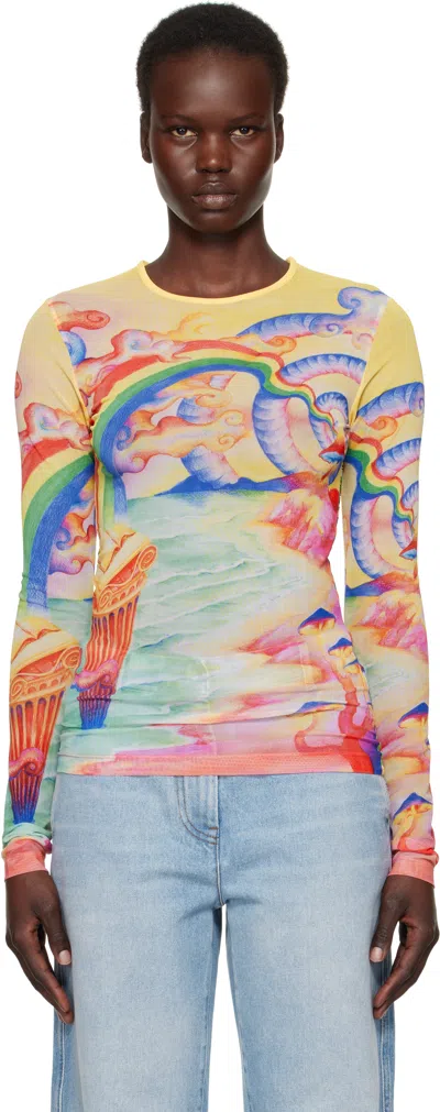 CASABLANCA MULTICOLOR PRINTED MESH T-SHIRT