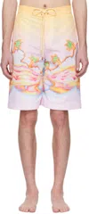 Casablanca Tropical Print Drawstring Waist Knee Length Shorts In Psychedelic Nirvana