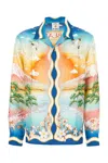 Casablanca Tennis Club Convertible-collar Printed Silk-twill Shirt In Multi