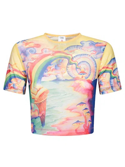 Casablanca Multicolor Stretch Mesh Print T-shirt In Multicolour