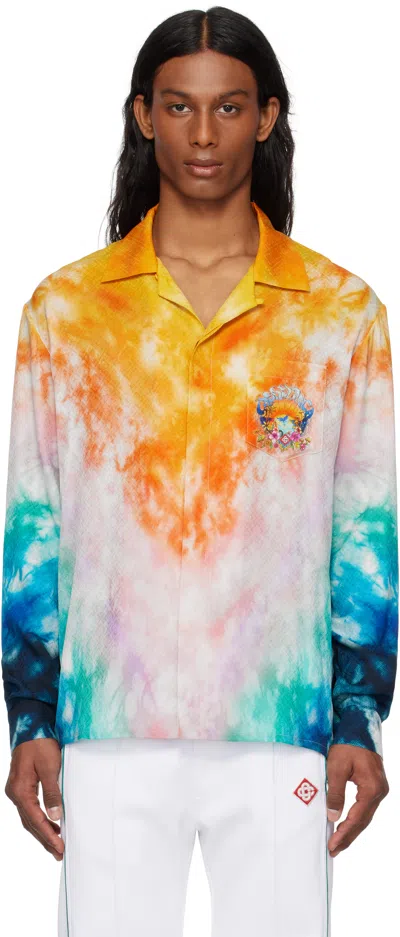 Casablanca Multicolor Surf Trip Long Sleeve Silk Shirt In Surf Trip Multi