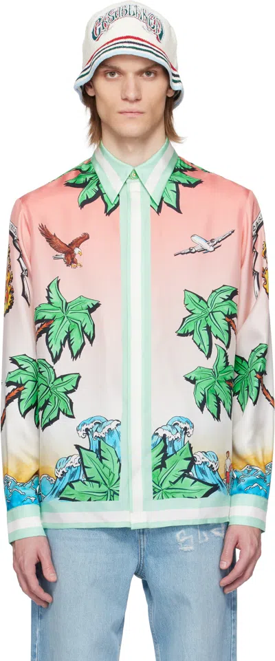 CASABLANCA MULTICOLOR 'TENNIS CLUB' SILK SHIRT