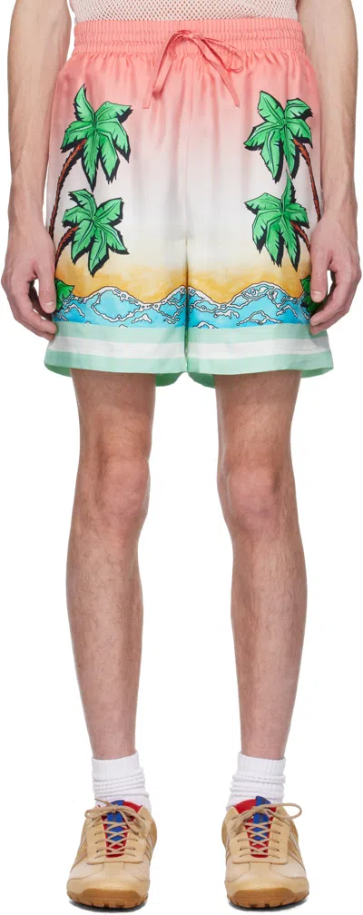 CASABLANCA MULTICOLOR TENNIS CLUB SILK SHORTS