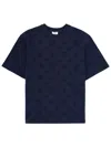 Casablanca Crew Neck T Shirt Embossed Pattern In Blue