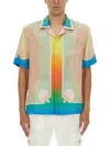 Casablanca Silk Short Sleeve Printed Shirt In Multi