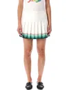 Casablanca Multicolour Tennis Pleated Silk Mini Skirt  In White