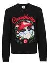 Casablanca Mushroom Embroidered Cotton Blend Sweater In Black
