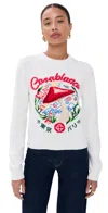 Casablanca Crewneck Sweater With Mushroom Embroidery In White