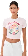 Casablanca Mushroom Emblem Printed Baby Tee Mushroom Emblem In Pink