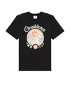 Casablanca Black Crewneck T-shirt With Logo On The Front In Cotton Man In Black