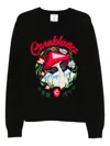 Casablanca Mushroom Embroidered Cotton Blend Sweater In Black