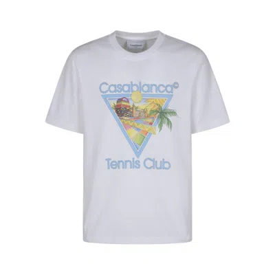 Casablanca Printed Tennis Club Afro Cubism Logo T-shirt In White
