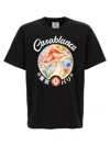 Casablanca Black Crewneck T-shirt With Logo On The Front In Black