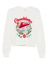 Casablanca Crewneck Sweater With Mushroom Embroidery In White